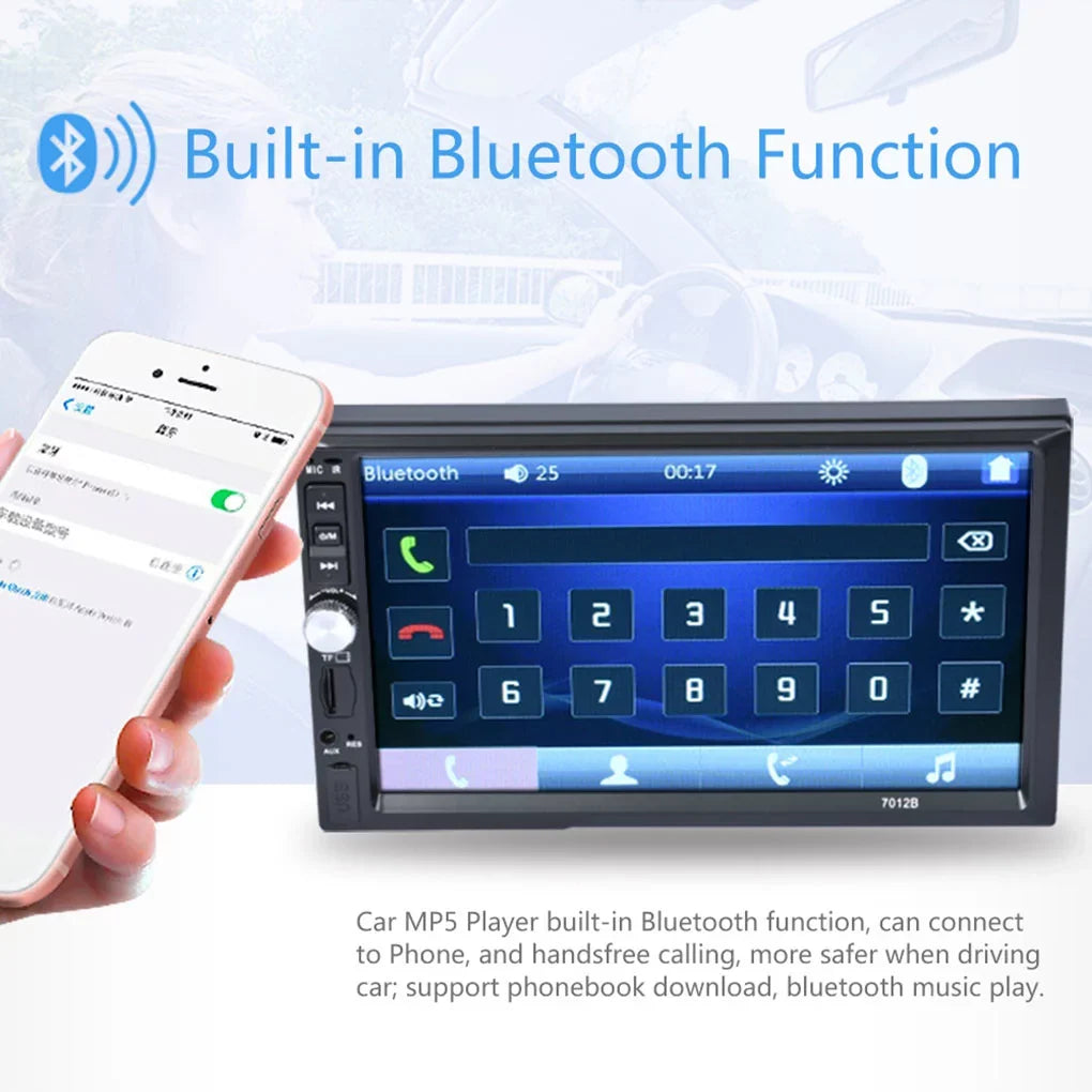 7" Double Din Radio Car Stereo Bluetooth  Touch Screen with Reverse Camera And Mirror Link(Both Support Android and ios System)