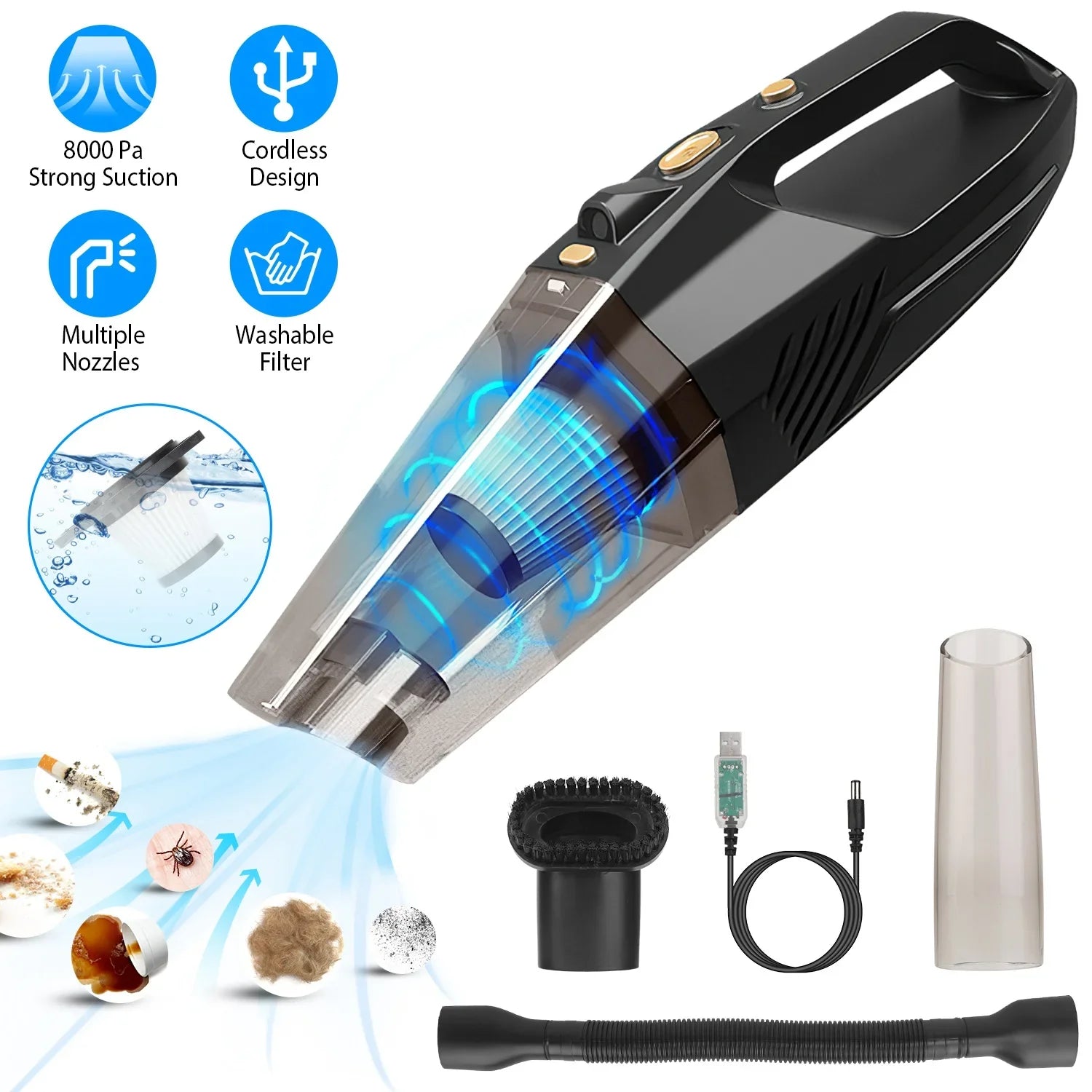 Handheld Vacuum Cleaner, iMountek  Car Vacuum Cleaner 120W 8000PA  12V Home Duster Powerful Suction with Accessory Kit