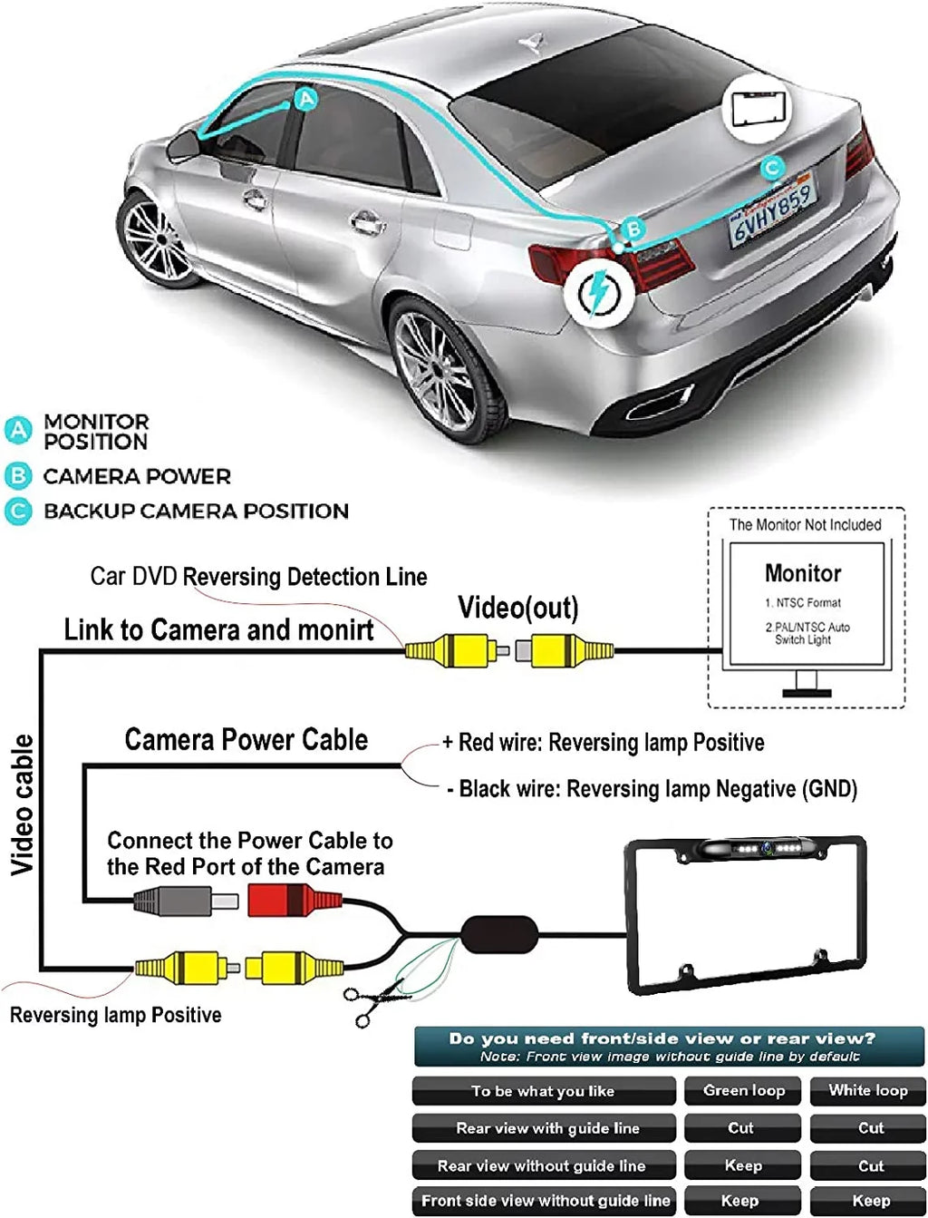 Silver Color Rear View Camera / Night Vision For   -26BT  -25BT  -