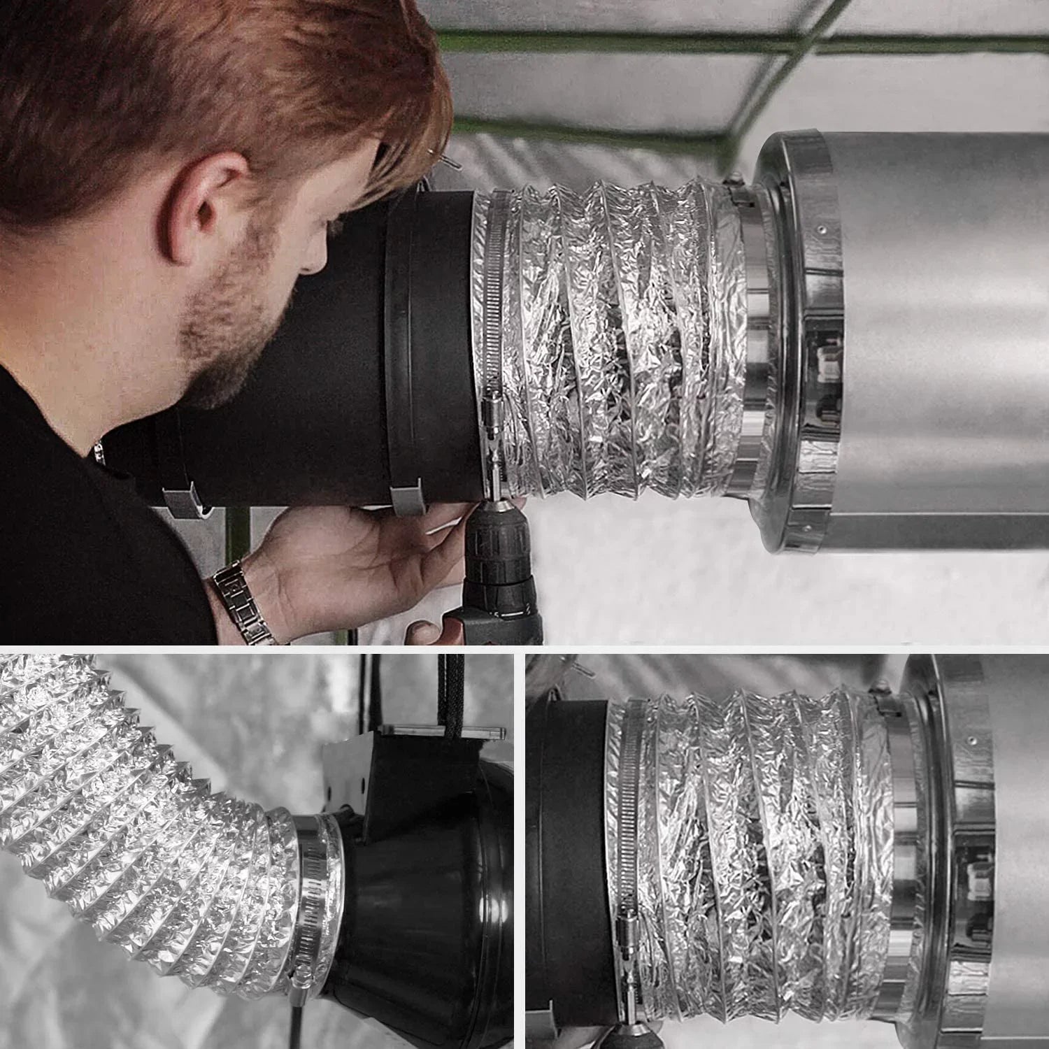 Air Filtration Kit: 6 Inch 440  Inline Fan, 6'' Carbon Filter and 16 Ft Ducting Combo