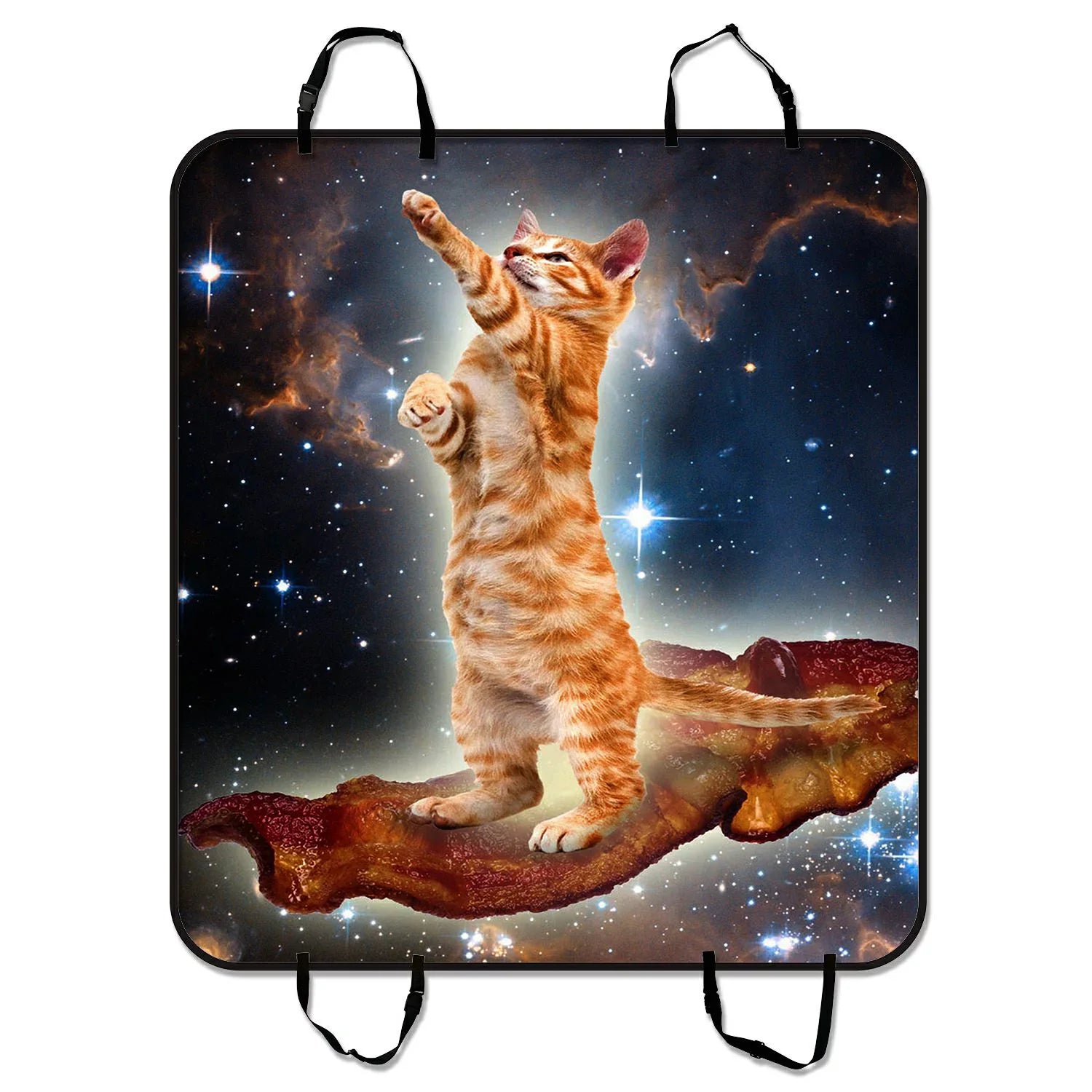 Funny Bacon Cat in Space Pattern Pet Car Seat Cover Dog Car Seat Mat Hammock Cargo Mat Trunk Mat For Cars Trucks and  54x60 inches