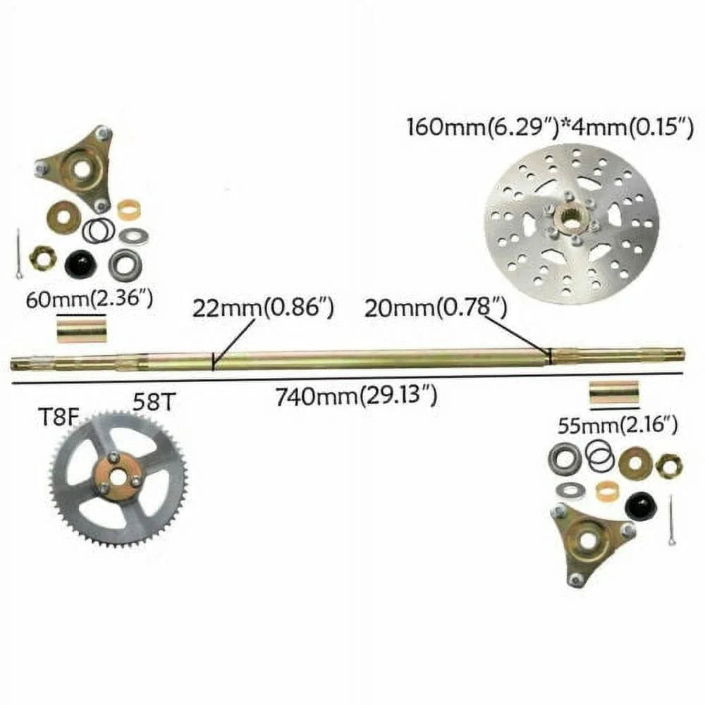 29"Go Kart Rear Live Axle Kit,Brake Assembly,Sprocket &Hub Fits Drift Trike Quad