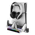Multi-Functional Wall Mount Bracket for PlayStation Slim Console with Controller Charging Dock-Black White