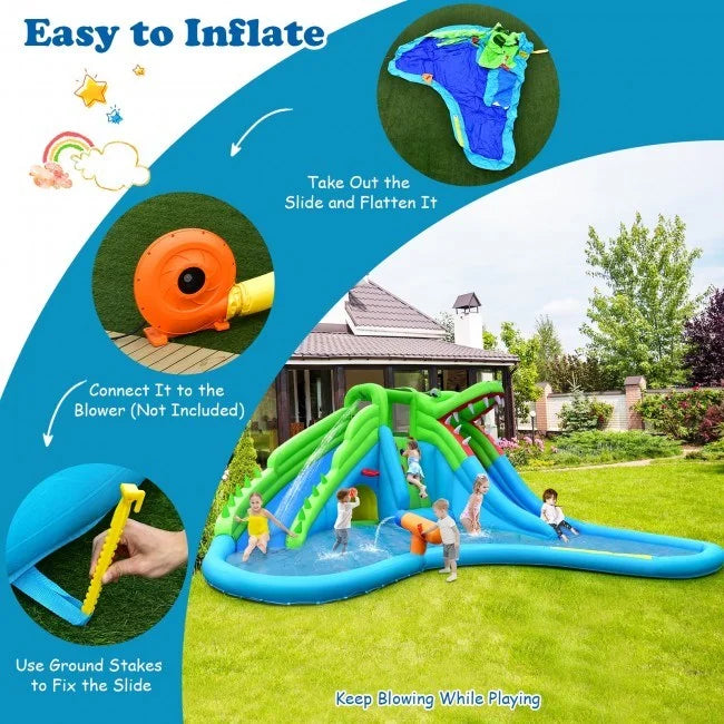 7 in 1 Inflatable Bounce House with Splashing Pool