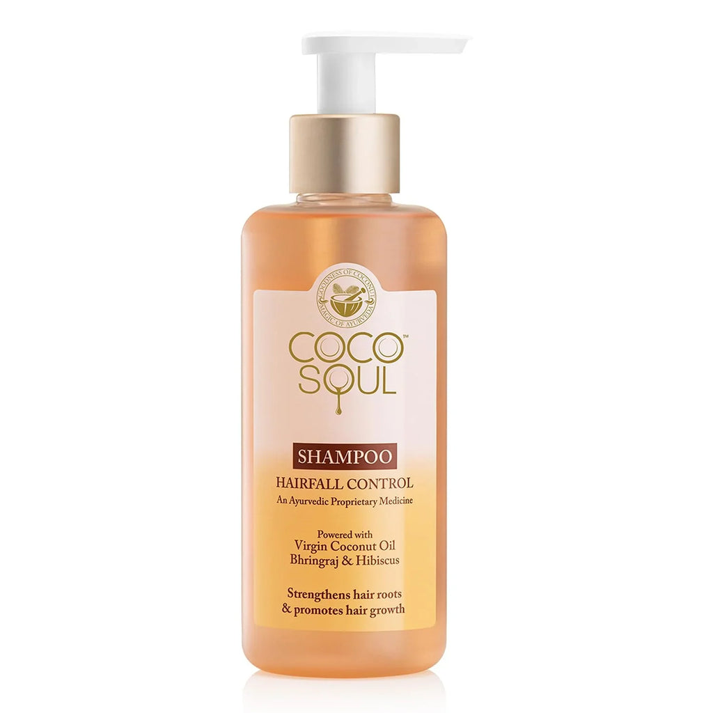 Coco Soul Hair Fall Control Shampoo with Ayurvedic Medicine | 100% Cold Pressed Virgin Coconut Oil | Bhringraj & Hibiscus | Sulphate & Paraben Free | From the