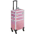 Topeakmart 3-in-1 Rolling Makeup Train Case Cosmetic Trolley with Large Storage, Pink