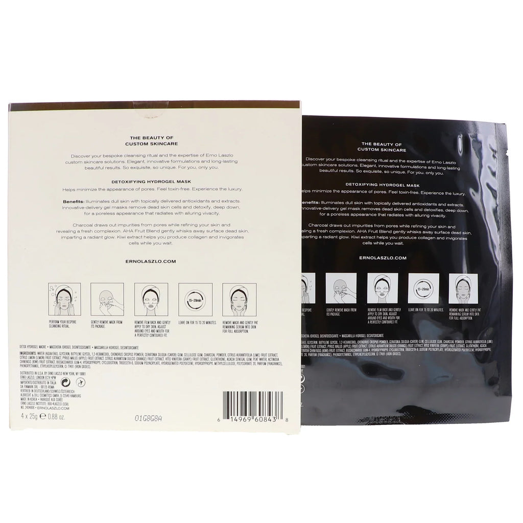 Exfoliate & Detox Detoxifying Hydrogel Sheet Mask by Erno Laszlo for Women - 4 x 0.88 oz Mask