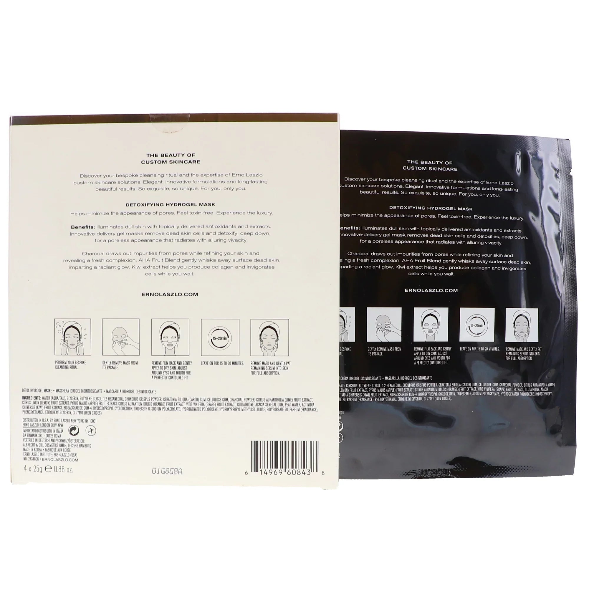 Exfoliate & Detox Detoxifying Hydrogel Sheet Mask by Erno Laszlo for Women - 4 x 0.88 oz Mask