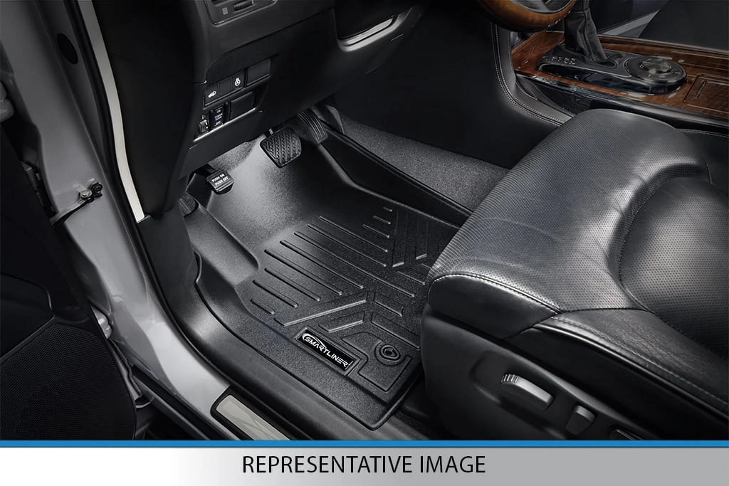 Smartliner  Custom Fit First Row Floor Mat Liners with Vinyl Flooring for 2020-2021 Ford Transit, Black