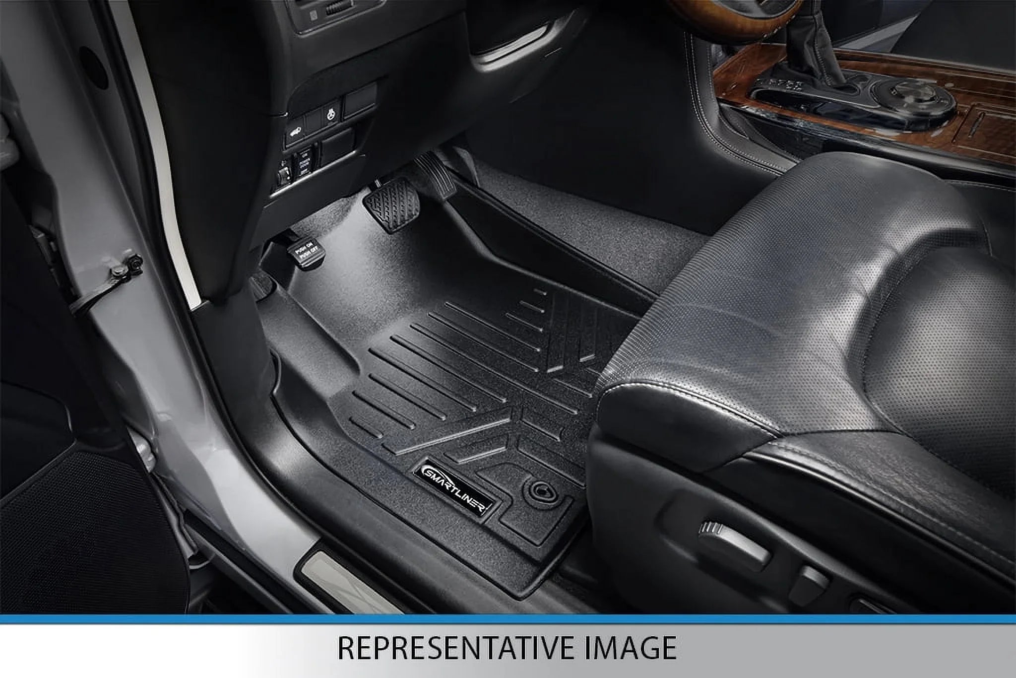 Smartliner  Custom Fit First Row Floor Mat Liners with Vinyl Flooring for 2020-2021 Ford Transit, Black
