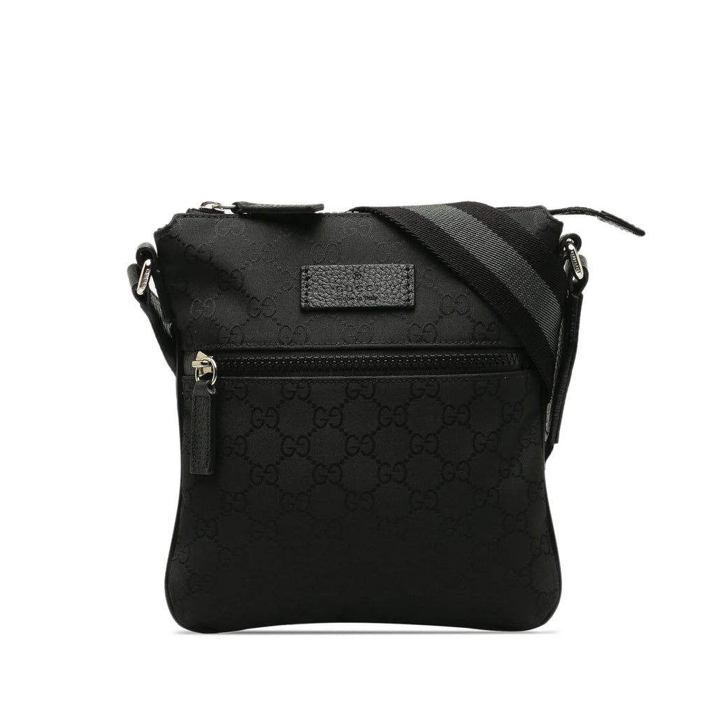 Pre-Owned Authenticated Gucci  Web Crossbody Nylon Fabric Black Crossbody Bag Unisex (Good)
