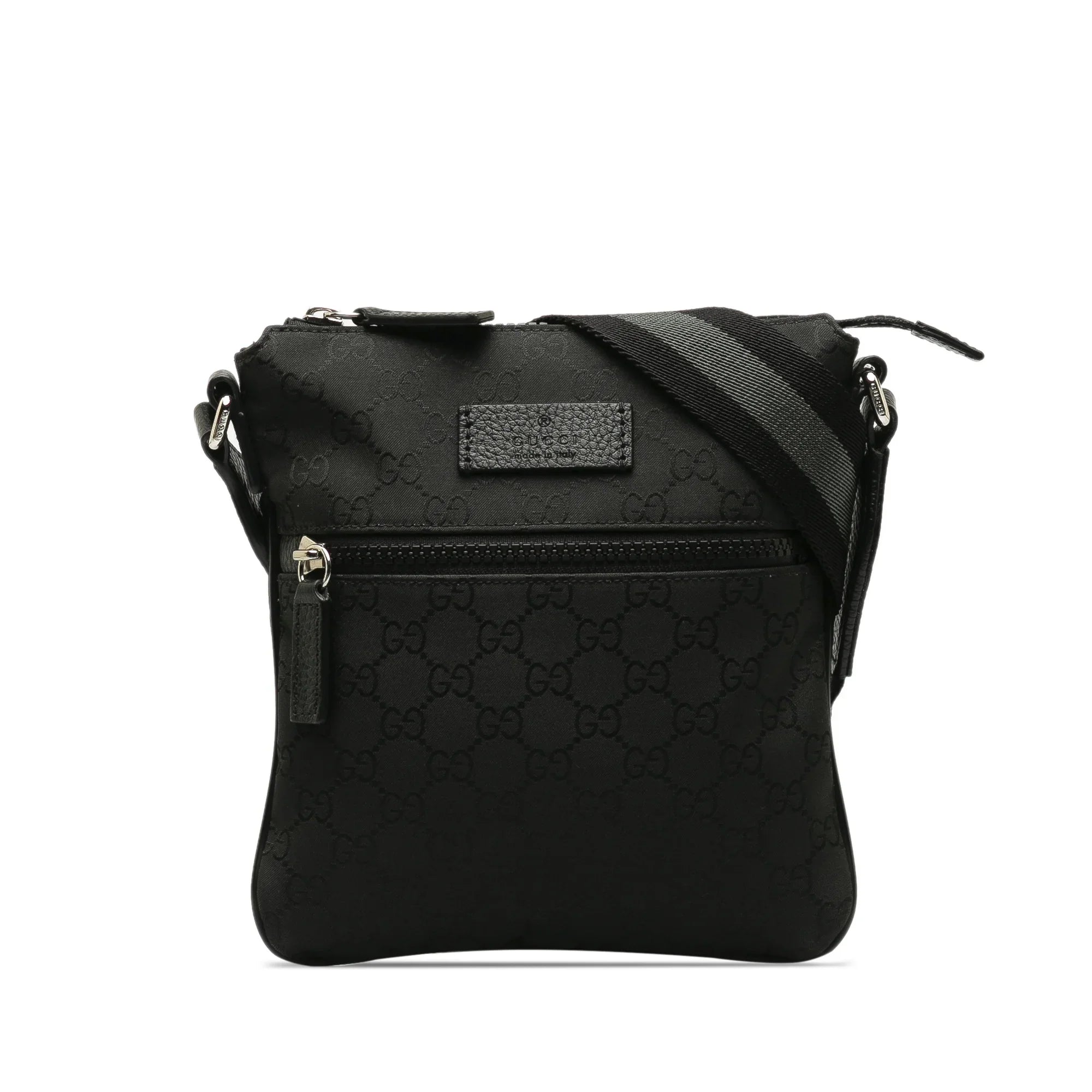 Pre-Owned Authenticated Gucci  Web Crossbody Nylon Fabric Black Crossbody Bag Unisex (Good)