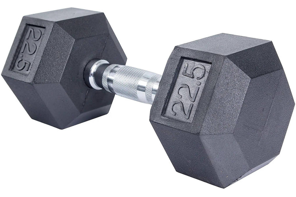 French Fitness Rubber Coated Hex Dumbbell Set 2.5-22.5 lbs - 5 Pair (New)