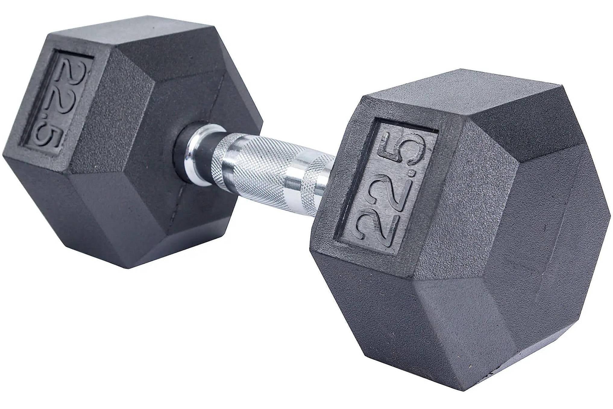 French Fitness Rubber Coated Hex Dumbbell Set 2.5-22.5 lbs - 5 Pair (New)