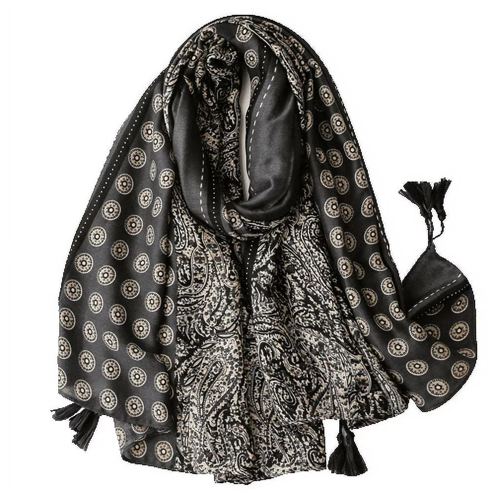 Black And White Circle And Paisley Scarf
