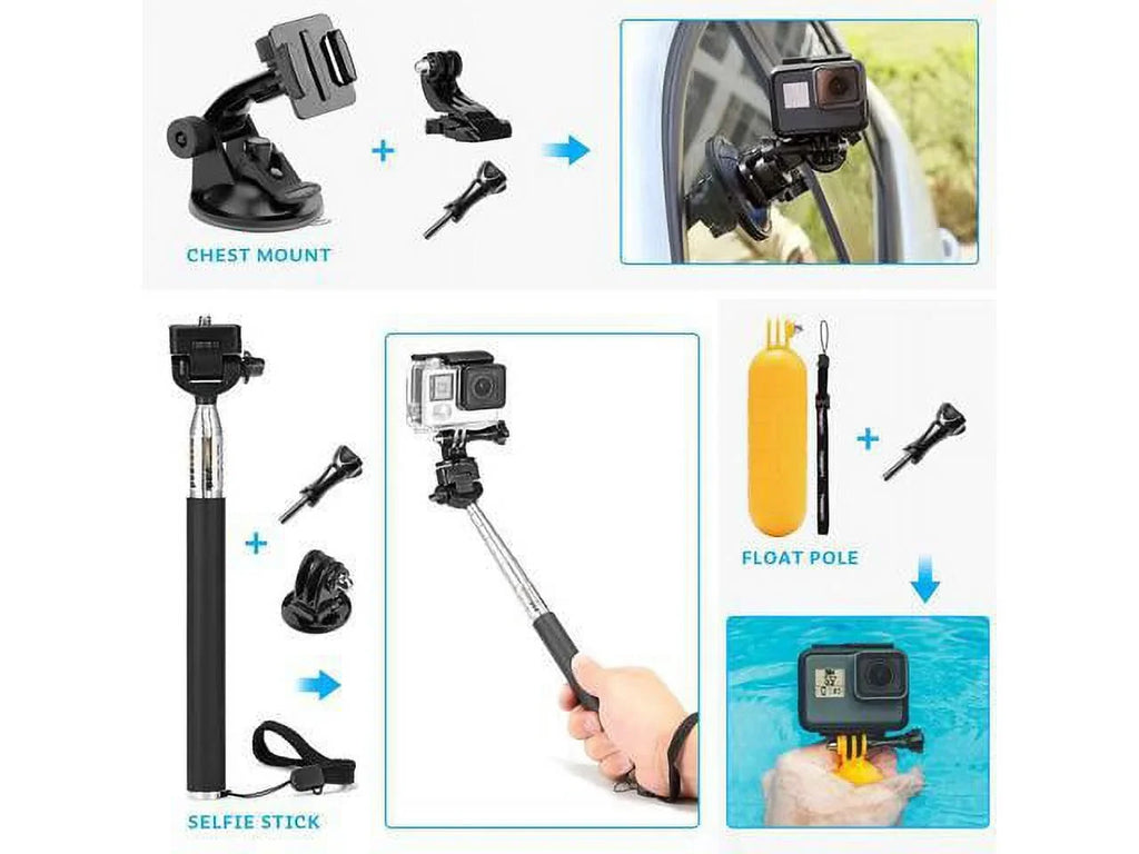 Accessories Kit for    4K WiFi Action Camera GoPro Hero 9 8 7 6 5/Session 5/Hero 4/3+/3/2/1 Max Fusion