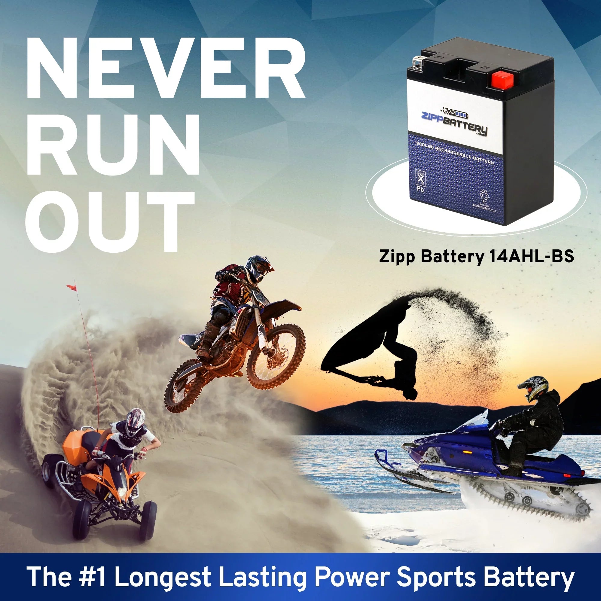 Zipp Battery - (14AHL- 12 Volt,12 Ah, 210 ) Motorcycle Battery for Suzuki 1100cc Gsx-r1100 1989