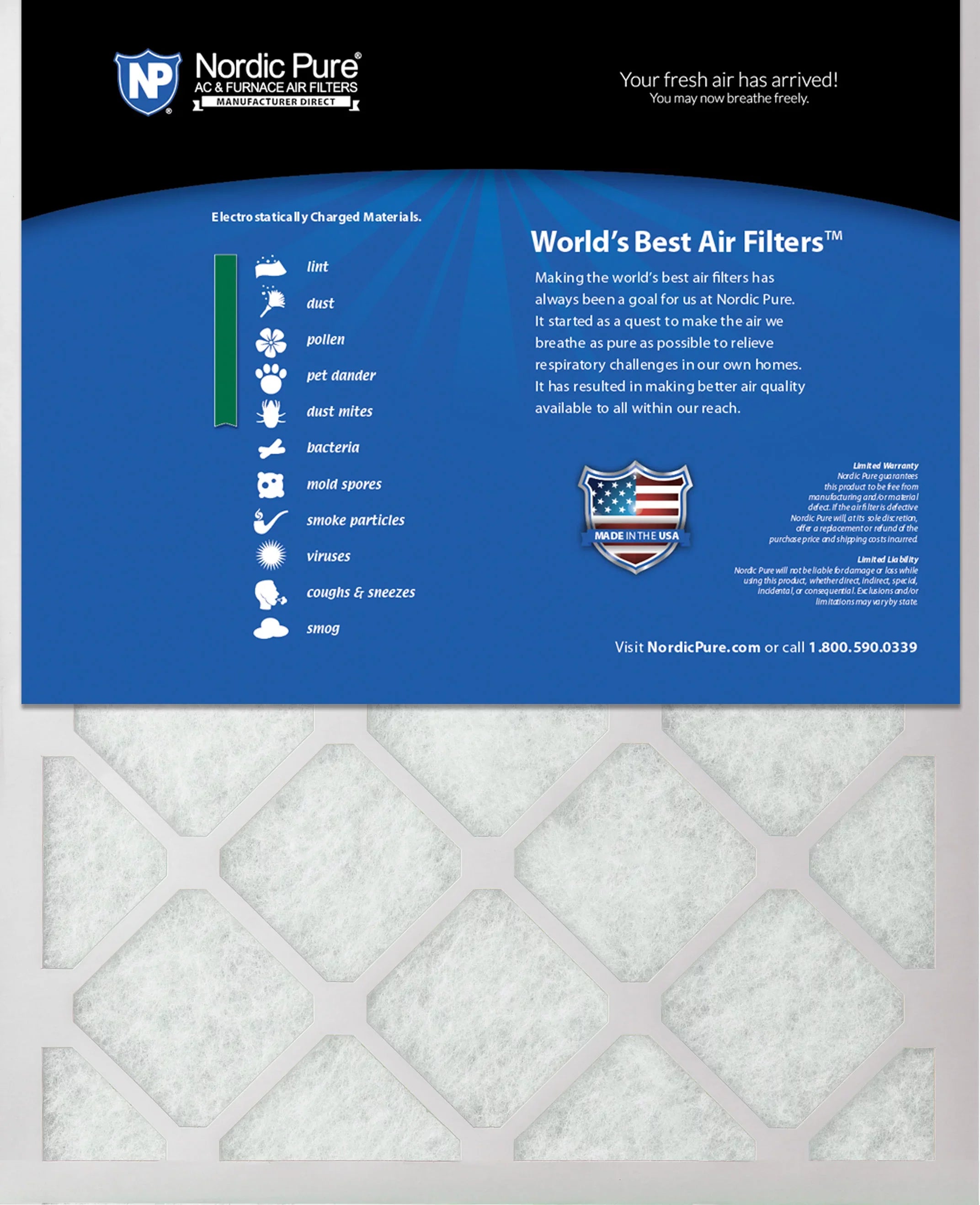 12x12x1 (11_3/4x11_3/4) Pure Green Eco-Friendly  Furnace Air Filters 12 Pack