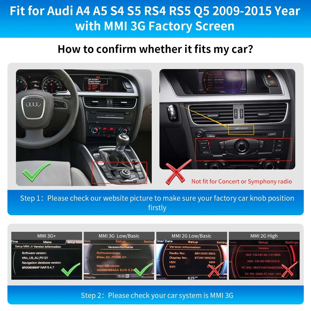 Ninetom Wireless Android Auto Carplay for Audi        2008-2015 Support 3GMMI System,Carplay Retrofit Kit,Mirrorlink,Siri,Navigation,YouTube,Original Control,Camera