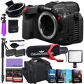Canon    Mirrorless Cinema Camera (Body Only) and Mount Adapter -  Bundle + Deluxe Accessories Like Pro Microphone, High Power , 4-Pack Photo Editing Software and More