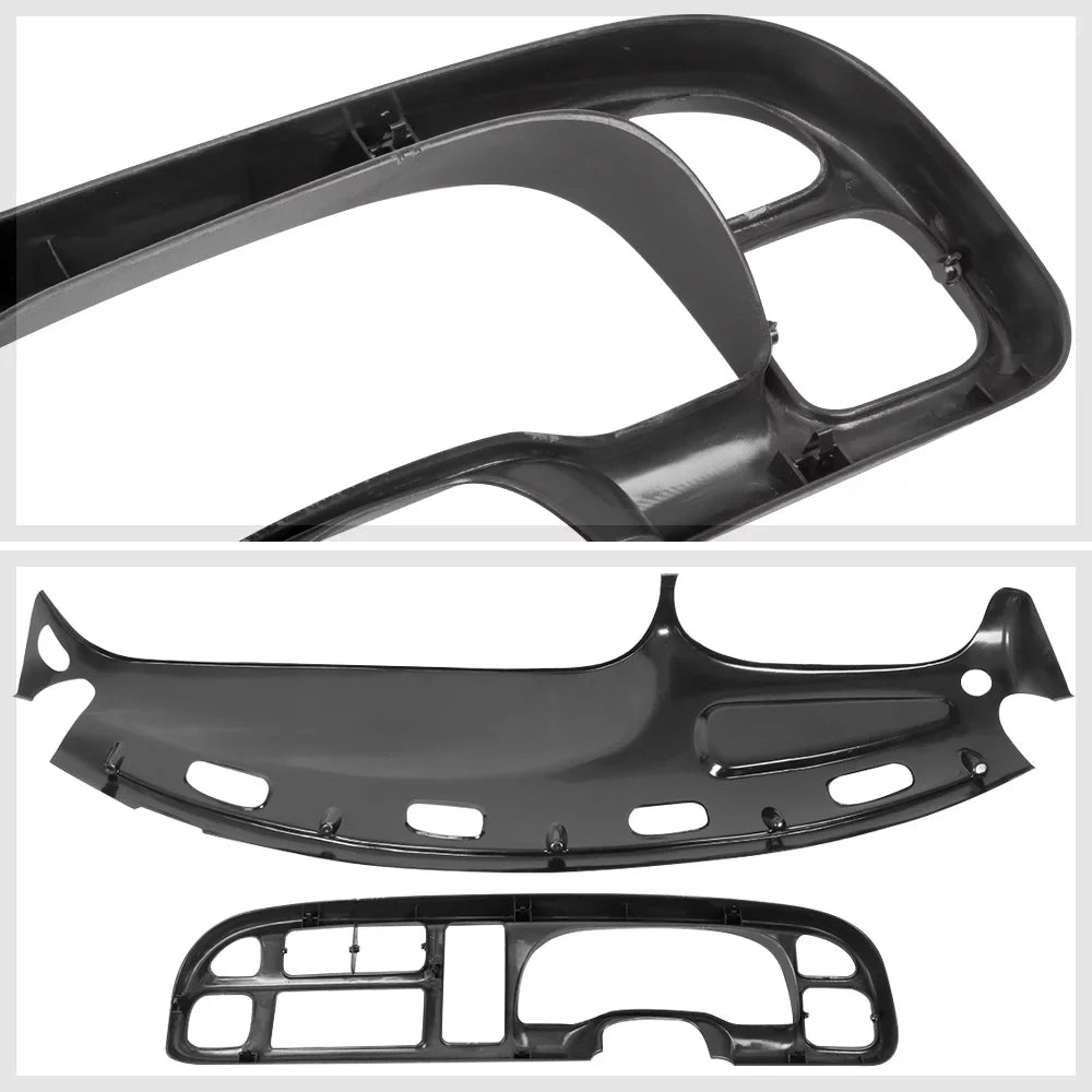 Grey Dash Board Cap Cover Bezel Overlay+Instrument Bezel Kit for 98-02 Dodge Ram Fits select: 1998-2001   1500, 1998-2002   2500