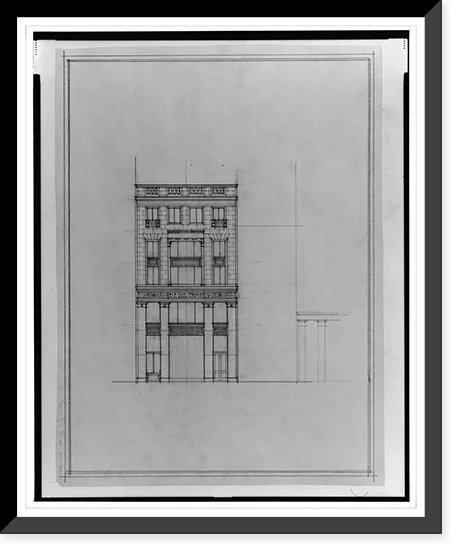 Historic Framed Print, [Two office buildings for .. Saul, 15th Street, .. (lots 69 and 10, square 218), McPherson Square, Washington, .. Front elevation], 17-7/8" x 21-7/8"