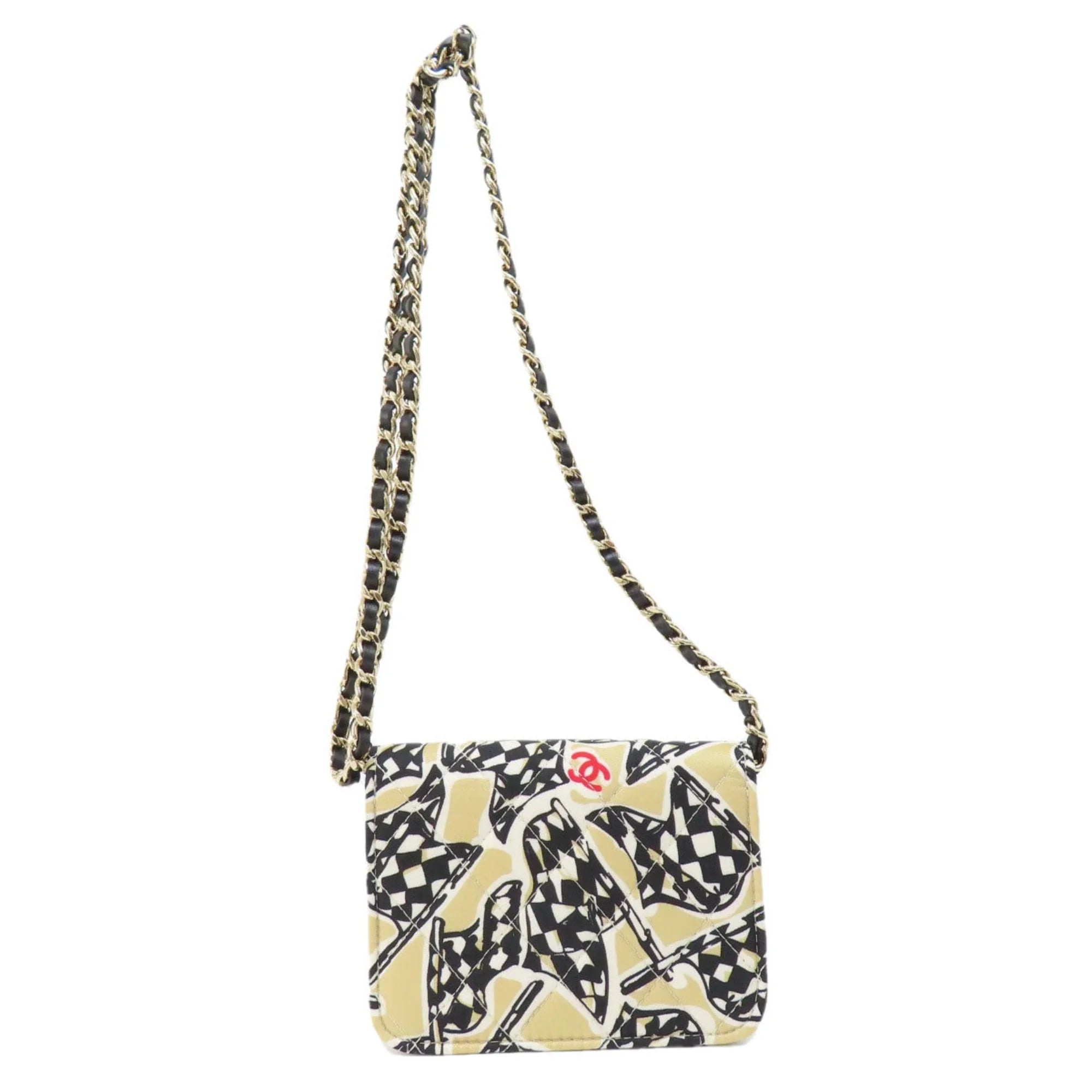 Pre-Owned Chanel Chain Shoulder Coco Mark Bag Cotton Women's  (Good)