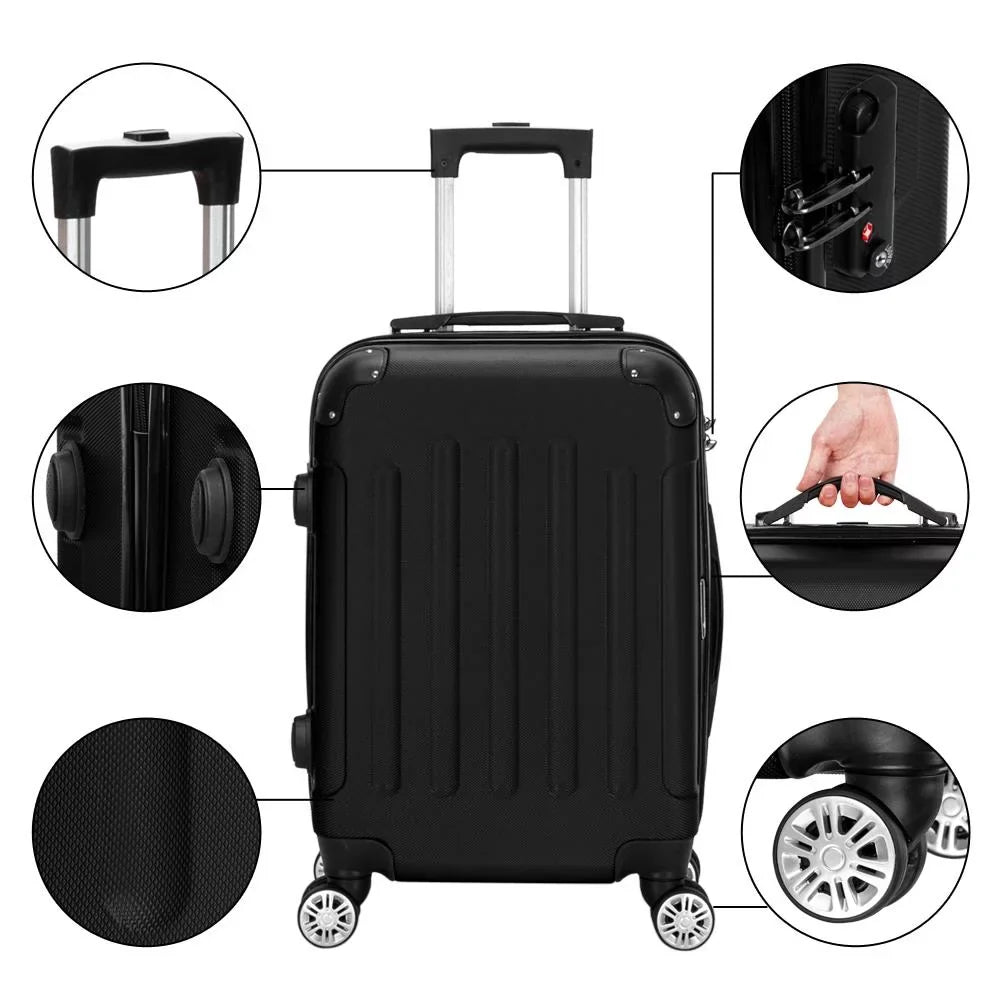 Winado 3 Pcs  Luggage Travel Set Bag Trolley Suitcase Black