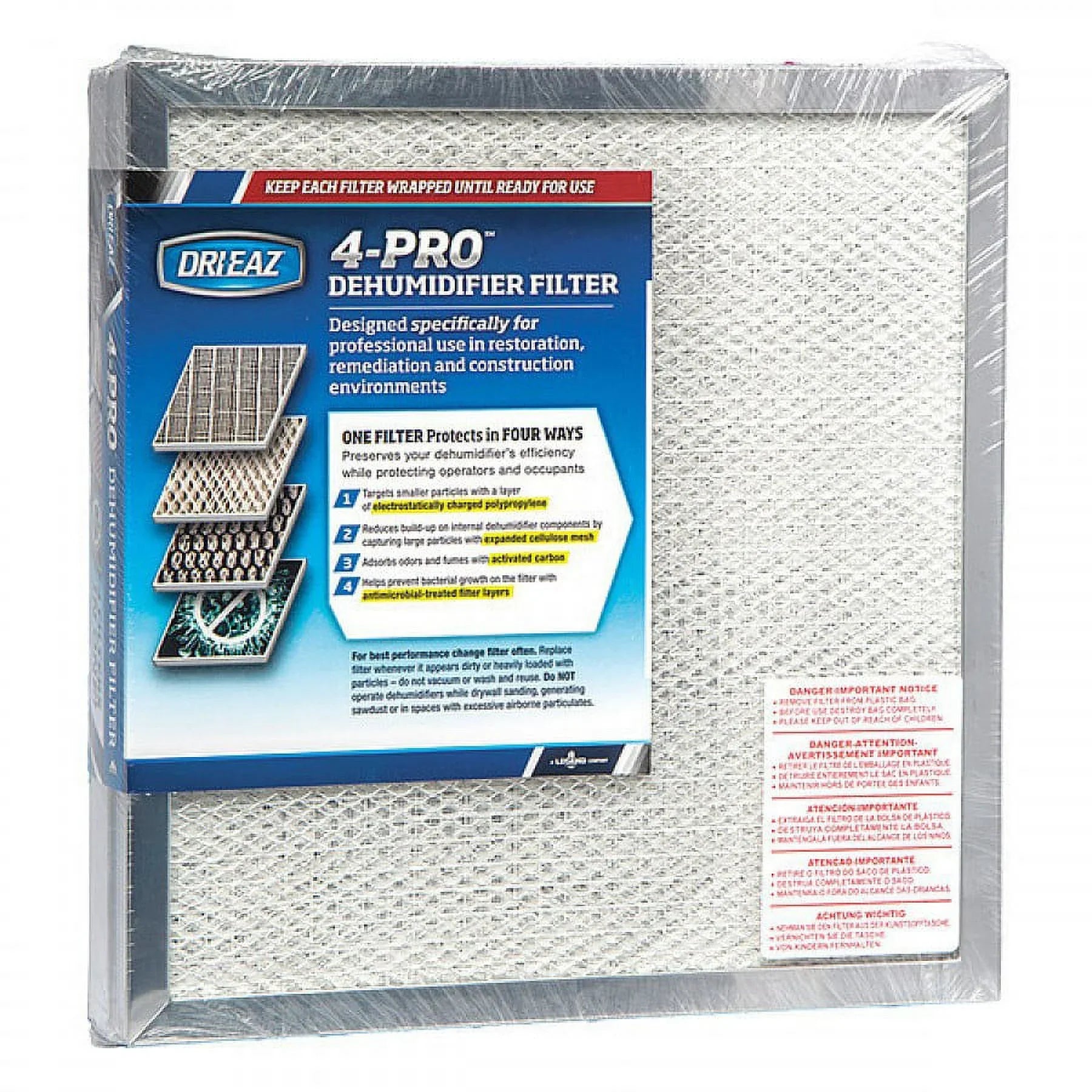 Dri-Eaz Air Cleaner Filter,13.75x13.75x2.5",3PK