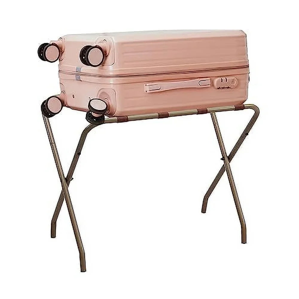 Kings Brand Furniture - Foldable Metal Luggage Rack Suitcase Stand for Guest Room, Hotel, Bedroom Gold Finish