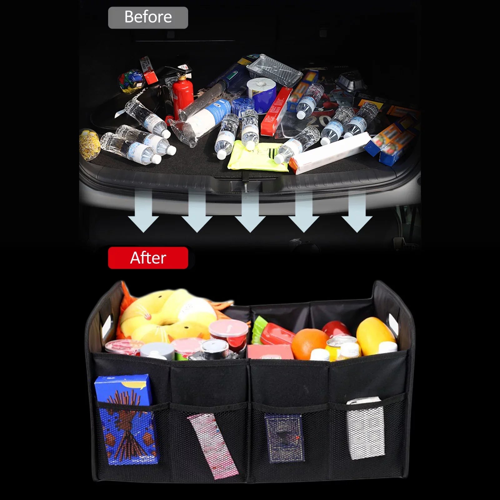 Docooler Car Trunk Organizer Car Trunk Storage Box Automotive Cargo Organizer Oxford Cloth Folding Car Storage Box 55L