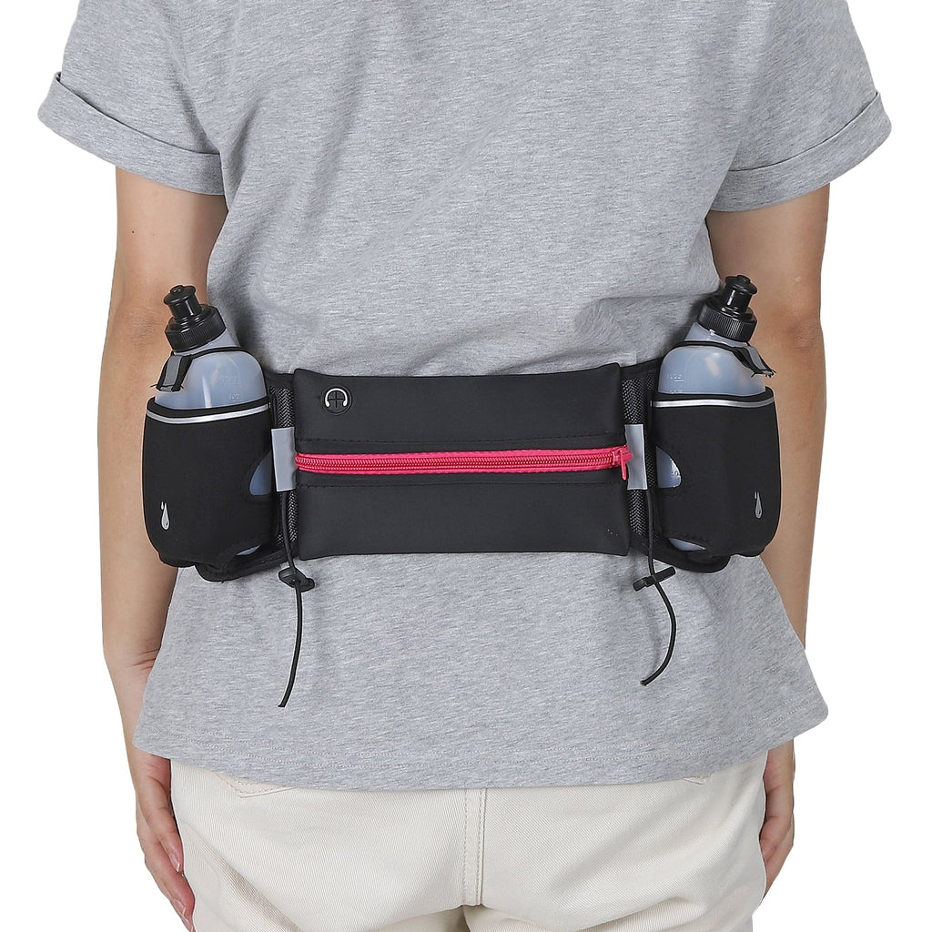 Uxcell Running Belt with Water Bottles, Hydration Waist Pack Running Pouch Belt, Green