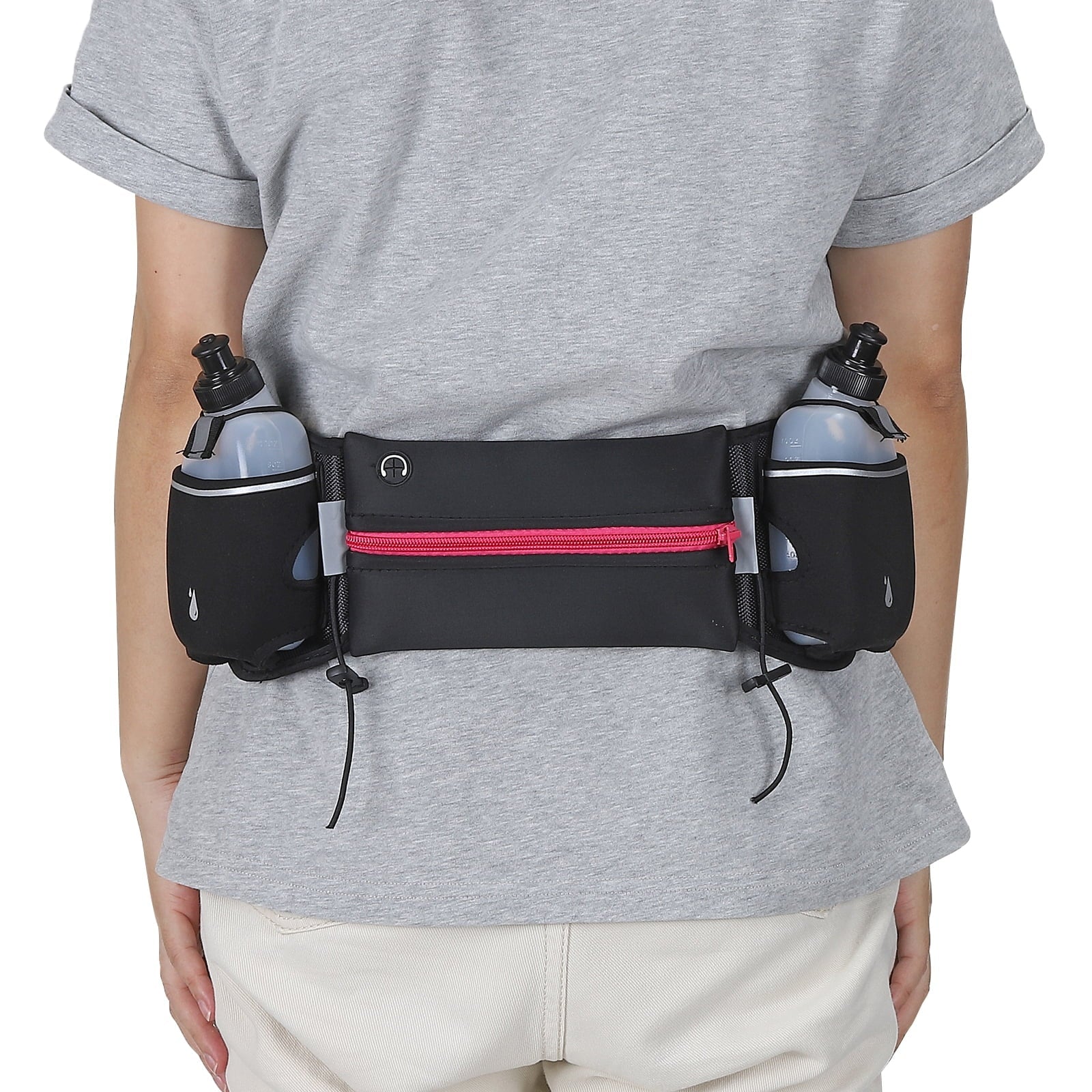 Uxcell Running Belt with Water Bottles, Hydration Waist Pack Running Pouch Belt, Green