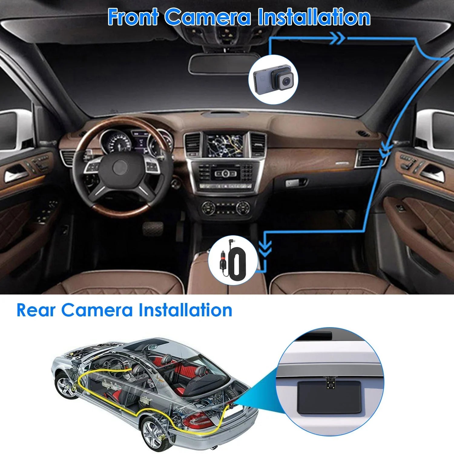 1080P Dual Lens Dash Cam, iMounTEK Universal Vehicle Driving Recorder, Car  with WiFi  -Sensor  Control Motion Detection Parking Monitor Night Vision