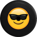 2018 2019 Wrangler  Backup Camera Text Emoji Smiling Face Sunglasses Cool Summer Spare Tire Cover for Jeep  32 Inch