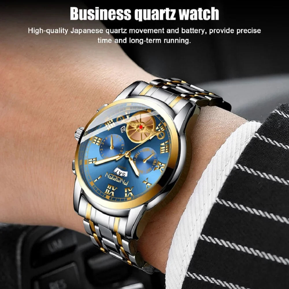 Waterproof Mens Quartz Watch Tourbillon Dial Business Classic Analog Wristwatch
