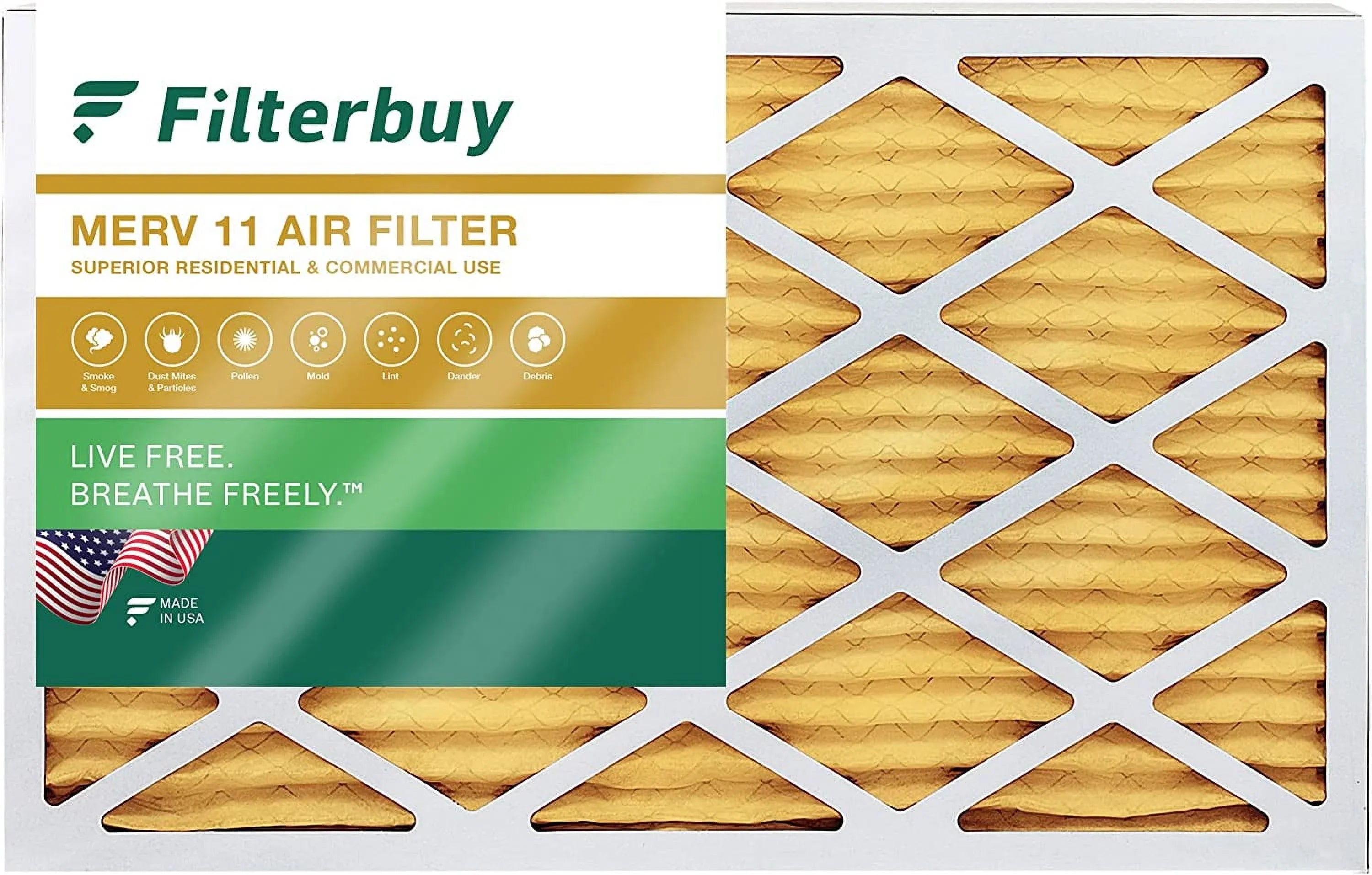Filterbuy 12x25x2  11 Pleated   Furnace Air Filters (1-Pack)