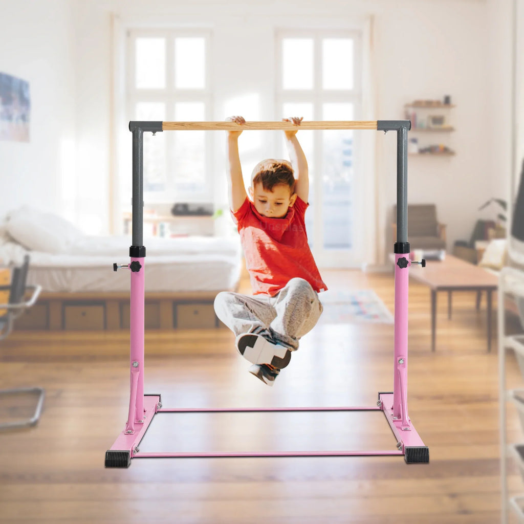 Gymnastic Bar Set Gymnastics Horizontal Bar Gymnastics Training Kip Bar for Kids Home Use, Pink