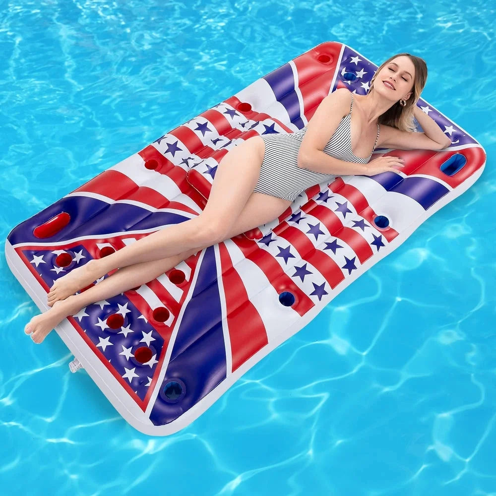 American Flag Floating Beer Pong Float with Built-In Cooler