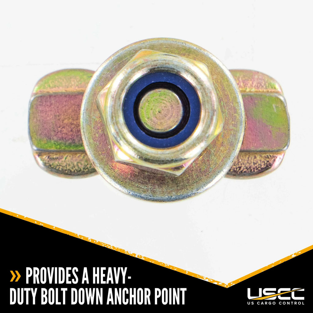 Cargo Control  Track Double Lug Threaded Stud Fitting, Use With  Track Rails In Your Truck Or Trailer To Create Heavy-Duty Bolt Down Anchor Points, Working Load Limit Of 1,833 Pounds, 10 Pack