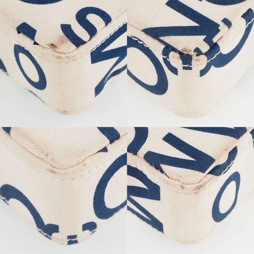 Pre-Owned Chanel Chain Pouch Canvas White/Blue Women's (Good)