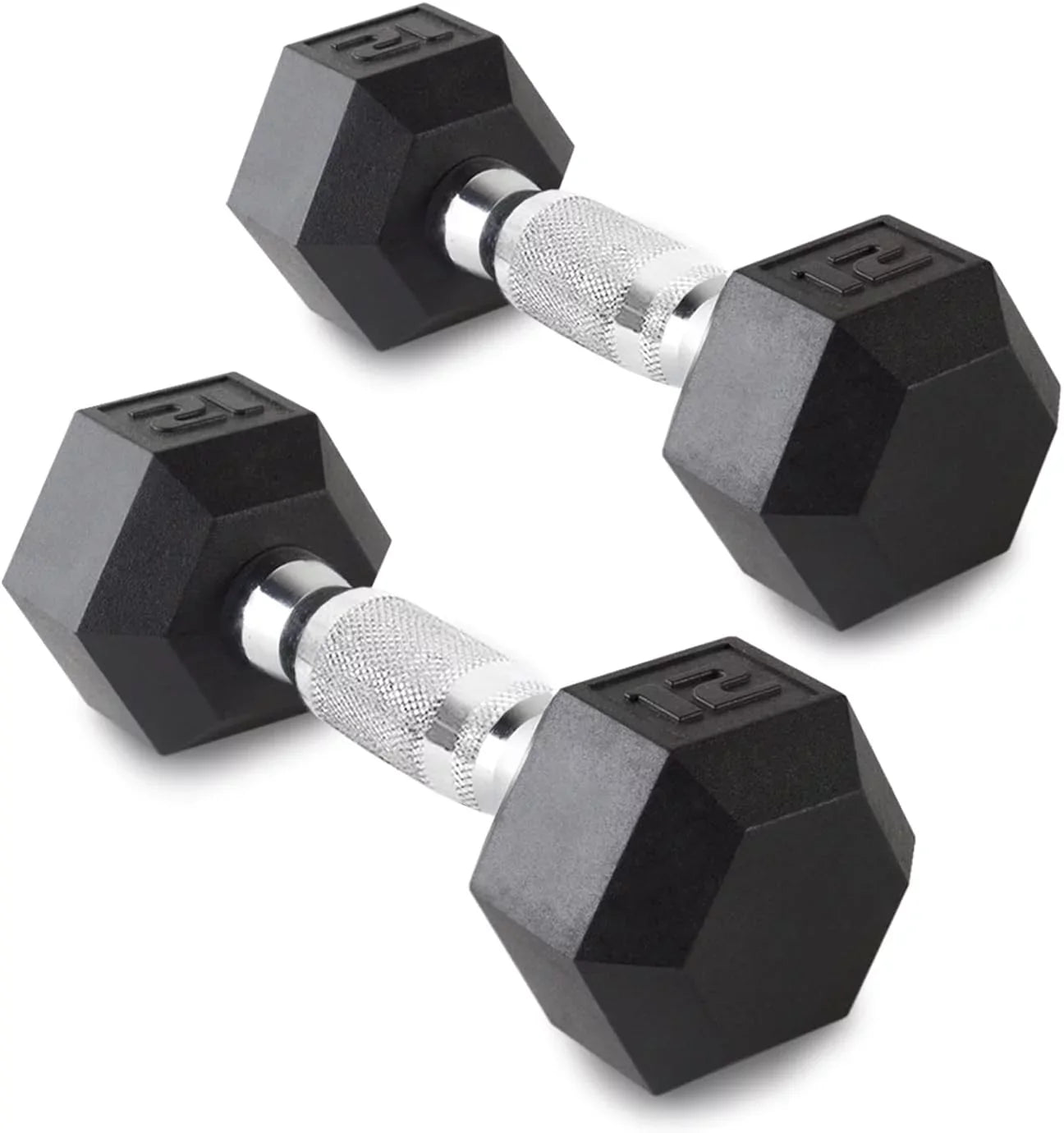 12LB Set Of 2 Hex Dumbbells Rubber Coated Cast Iron Hex Black Dumbbell Weights For Exercises Neoprene Dumbbell Hand Weights Anti-Slip Anti-Roll Hex Shape Colorful 12Lbs Pair