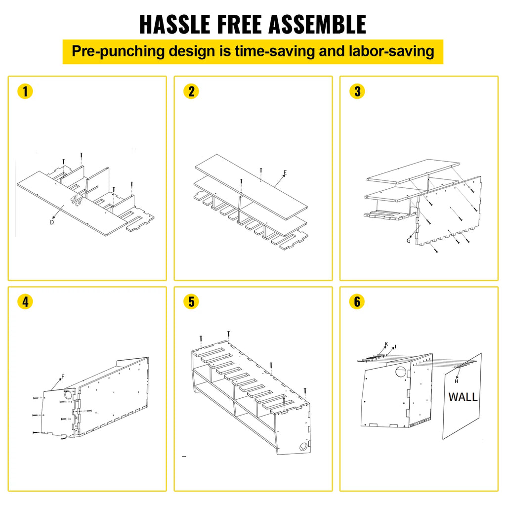 Power Tool Organizer Drill Wall Tool Holder 10 Slots 2-shelf Wall Mounted