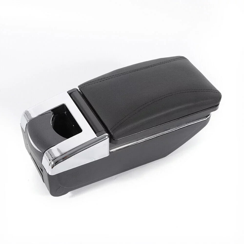 Black Leather Center Console Storage Box Rotatable Car Center Console Armrest Box for Nissan Versa Tiida Latio 2007-2011