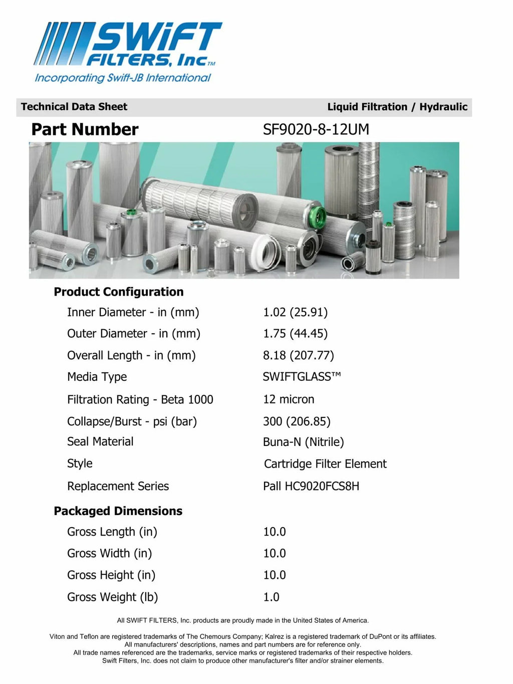 Direct Interchange for   --3-8C rtridge Filter Element Microglass Construction 12 Micron