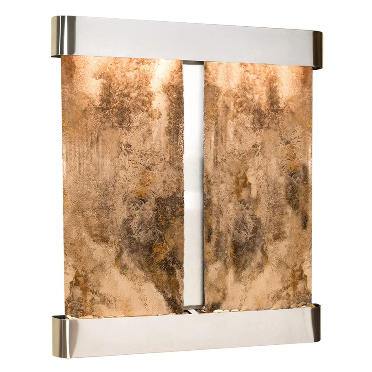 Adagio  Cottonwood Falls Round Stainless Steel Magnifico Travertine Wall Fountain