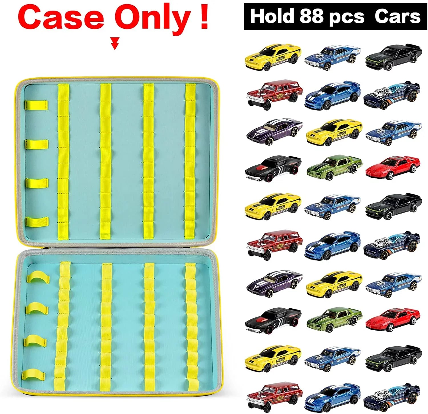 Toy Storage Organizer Case, 88 Car Display Carrying Container Holder (Box Only)