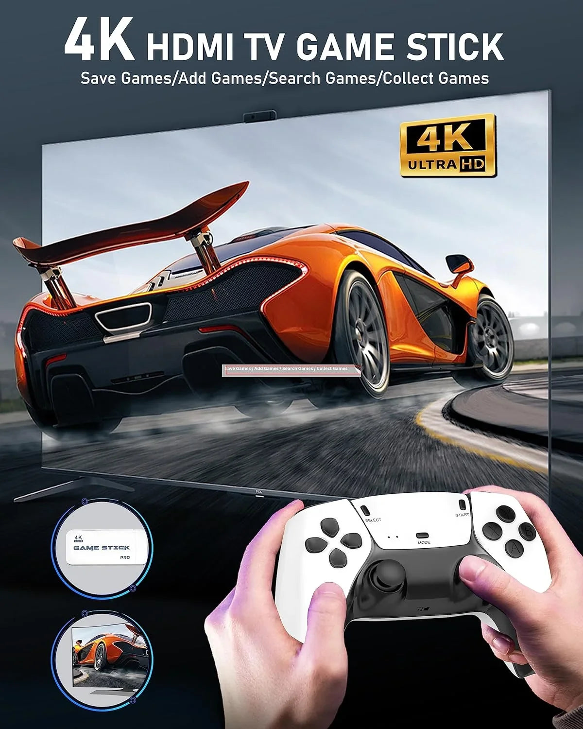 New dual joystick console controller,    4K  console  double play controller, more than 20,000 games, 4K  output and wireless controller relive classic games.