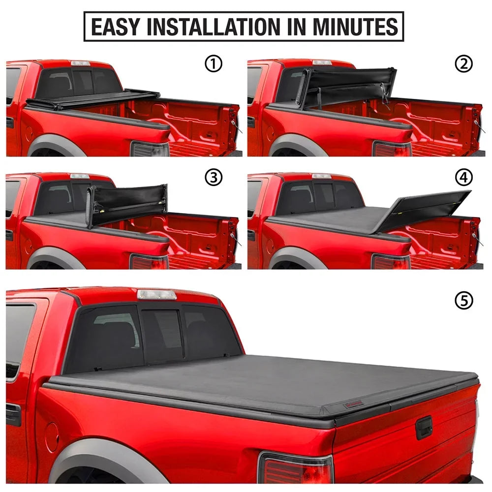 MaxMate Soft Quad-fold Truck Bed Tonneau Cover Compatible with 2009-2018 Dodge Ram 1500; 2019-2023 Classic | 5'7" (67") Bed |