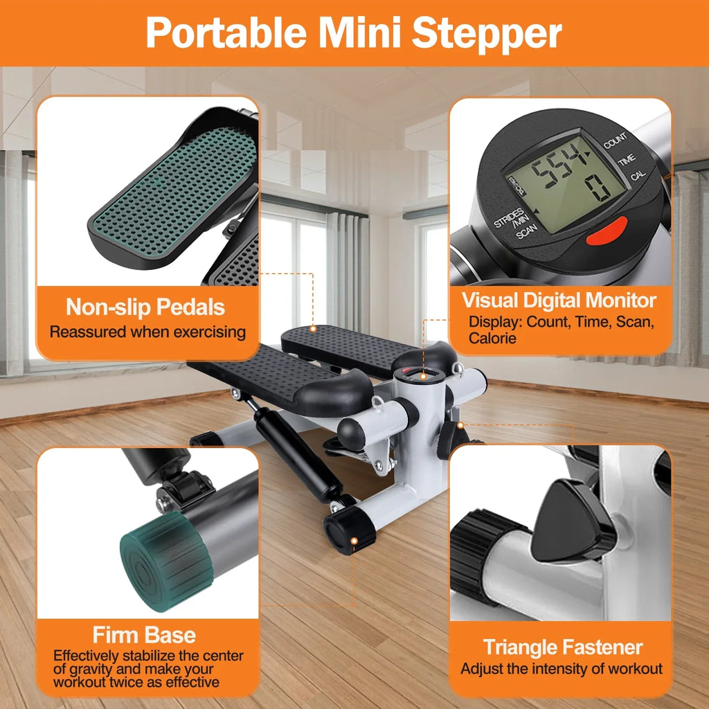 iMounTEK Mini Fitness Stepper with  Monitor, Stepper for Exercise Gray Stepper Max 330.7LBS